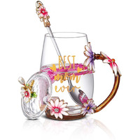 Luka Tech Mothers Day Gifts For Mom ,Daisy Flower Glass Tea Cups Best Mom Ever Gift, Birthday Gifts For Mum Grandma From Daughter Son
