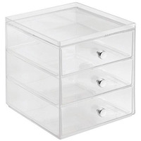 Interdesign Clarity Cosmetic Organizer For Vanity Cabinet To Hold Makeup, Beauty Products - 3 Drawer, Clear