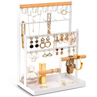 Procase Jewelry Organizer Stand Necklace Organizer Earring Holder, 6 Tier Jewelry Stand Necklace Holder With 15 Hooks, Jewelry Tower Display Rack Storage Tree For Bracelets Earrings Rings -White