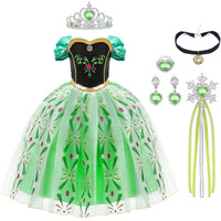Uraqt Girls Princess Dress Snow Party Cosplay Fancy Dress Princess Costume Dress For Little Girls With Wand Crown Tiara