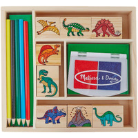 Melissa & Doug Wooden Stamp Set: Dinosaurs - 8 Stamps, 5 Colored Pencils, 2-Color, Arts And Crafts, Washable Ink Pads, Stamps For Kids Ages 4+