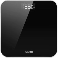 Renpho Digital Bathroom Scale, Highly Accurate Body Weight Scale With Lighted Led Display, Round Corner Design, 400 Lb, Black-Core 1S