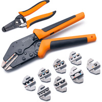 Wirefy Crimping Tool Set 11 Pcs - High Leverage Wire Crimper 9 - Heat Shrink, Nylon, Insulated Flag, Non-Insulated Connectors