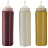 Oaklyn (3Pk 24 Oz Plastic Squeeze Squirt Condiment Bottles With Twist On Cap Lids - Top Dispensers For Ketchup Mustard Mayo Hot Sauces Olive Oil - Bulk Clear Bpa Free Bbq Set