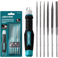 Libraton Needle File Set Interchangeable, Small Files, Mini Files, Wood Files, Metal Files Set, 6Pcs Steel Files With Handle For Precision Metal File Work, Woodworking, Plastic Carving, Craft Tool