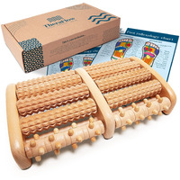 Theraflow Foot Massager For Plantar Fasciitis Relief, Relaxation Gifts For Women, Men - Foot Roller For Foot Pain, Neuropathy, Heel Spur Pain, Stress Relief, Reflexology Tool - Wooden (Large)