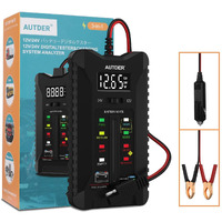 Autder Car Battery Tester, 12V/24V Battery Condition Tester & Alternator Charging System Analyzer, Automotive Voltmeter With Lcd Display And Led Indication, Voltage Indicator For Car Truck Motorcycle