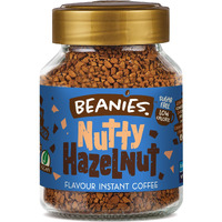 Beanies Flavour Instant Coffee -Nutty Hazelnut Instant Flavored Coffee - Bold & Adventurous Full-On Flavor - An Indulgent Sugar Free Taste Explosion - Low Calorie - Vegan & Gluten Free - Wheat & Dairy Free, 50G Jar