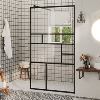 Vidaxl Walk-In Shower Wall With Clear Esg Glass 35.4""X76.8"" Black