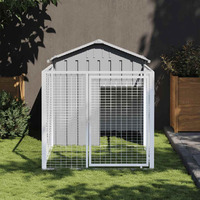 Vidaxl Dog House With Run Light Gray 46.1""X79.1""X48.4"" Galvanized Steel