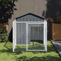Vidaxl Dog House With Run Anthracite 46.1""X79.1""X48.4"" Galvanized Steel