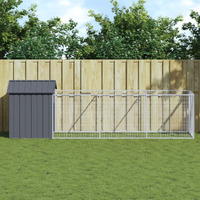 Vidaxl Dog House With Roof Anthracite 46.1""X159.4""X48.4"" Galvanized Steel