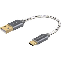 Cablecreation 6 Inch Usb C Cable Short, Short Usb To Usb C Cable 3A Fast Charging Cable, Braided Usb C Male To Usb Male Cable For Power Bank, Galaxy S23, Ipad Pro Ipad Mini S22 S21 Z Flip, Etc, Gray