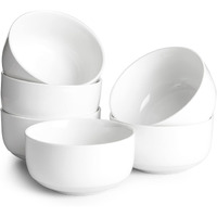 Dowan 22 Oz White Bowls Set Of 6 - Ceramic Small Bowls For Cereal, Soup, Dessert, Oatmeal, Rice, Pasta, Chips, Fruit - Dishwasher & Microwave Safe