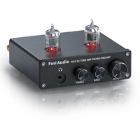 Fosi Audio Box X4 Phono Preamp With Jan 5654W Vacuum Tubes For Mm Turntable Phonograph Record Player With Volume Bass Treble Control