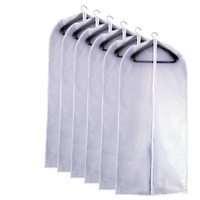 Hanging Garment Bags Cover 24 ' 'X48 ' ' Lightweight Clear White Suit Protector Cover (Pack Of 6) With Study Full Zipper For Suit Clothes Storage Closet (24 ' 'X48 ' ', White)