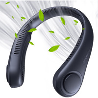 Jisulife Portable Neck Fan, Hands Free Bladeless Fan, 4000 Mah Battery Operated Wearable Personal Fan, Leafless, Rechargeable, Headphone Design, Usb Powered Desk Fan,3 Speeds-Dark Blue