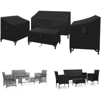 Kovshuiwe Patio Furniture Covers,4-Piece Outdoor Veranda Patio Garden Furniture Covers Set Waterproof - Upgraded 420D Heavy Duty Oxford Fabric Rattan Furniture Cover For Chair Sofa(Black)