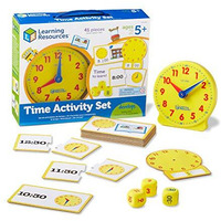 Learning Resources Time Activity Set - 41 Pieces, Ages 5+,Clock For Teaching Time, Telling Time, Homeschool Supplies, Montessori Clock,Stocking Stuffers For Kids