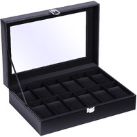 Ohuhu Watch Box, Watch Box Organizer For Men Watch Case Watch Holder - 12 Slot Watch Display Pu Leather Real Glass Lid Watch Storage Jewelry Organization For Men And Women Perfect Birthday Gifts