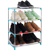 Xerhnan 4-Tier Stackable Small Shoe Rack, Lightweight Shoe Shelf Storage Organizer For Entryway, Hallway And Closet (Blue)