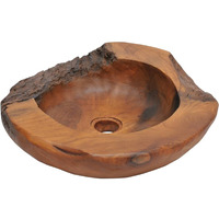 Vidaxl Solid Teak Wood Basin Wash Sink Bathroom Home Indoor Washbowl Bowl