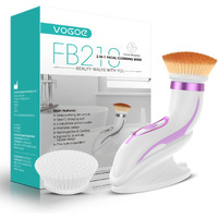 Vogoe Facial Cleansing Brush-Spin Face Scrubber Exfoliator Rechargeable, 2-Speed Rotation, Electric Face Wash Brushes For Cleansing And Exfoliating, With 2 Brush Heads, Purple