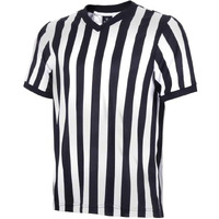 Allentian Men's Referee Shirt - Official Black & White Stripe Referee/Umpire Jersey - Pro-Style V-Neck Referee Uniform, Great For Basketball, Football, Soccer (M)