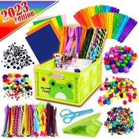 Funzbo Arts And Crafts Supplies For Kids - Kids Crafts For Kids Ages 4-8 With Construction Paper, Pom Poms, Googly Eyes & Pony Beads, Crafts Activties Set, Arts And Crafts For Kids Ages 8-12