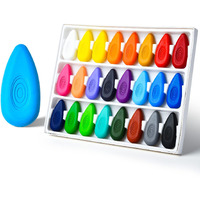 Four Candies 24 Colors Toddler Crayons, Non-Toxic Washable Crayons For Kids, Easy To Hold Water-Drop Shape Crayons For Toddlers, Babies And Children, Safe Coloring Art Supplies