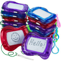 Mini Magnetic Drawing Board For Kids - (Pack Of 12) Backpack Keychain Clip Drawing Boards, Erasable Doodle Sketch And Writing Pad For Boys And Girls, Birthday Party Favor And Goodie Bag Filler