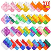 Kids Party Favors Fidget Toys Bulk 30 Pack Mini Pop Fidget Keychain Its Birthday Party Favors For Kids 4-8,8-12 Year Small Kid Classroom Prizes Fidgets It Bubbles Poppers Students Goodie Bag Stuffers