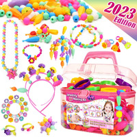 Funzbo 620+ Snap Pop Beads Kit- Kids Jewelry Making Kit With Bracelets, Headbands & Rings, Arts And Crafts Kit, Crafts For Kids Ages 4-8, Crafts For Girls, Toys For Girls Age 4-5 Year Old Girl Gifts
