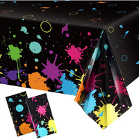 Glow Party Table Covers Neon Plastic Tablecloths 108 X 54 Inch Disposable Neon Glow Table Cloths For Black Light Birthday Party Supplies Decorations(2 Pieces)