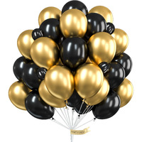 Partywoo Gold And Black Balloons, 60 Pcs Of Black Balloons, Gold Metallic Balloons For Black Gold Party Decorations, Hip Hop Party Decorations, Hollywood Party Decorations, Disco Party Decorations