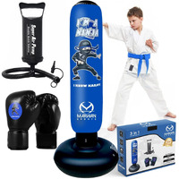 Punching Bag For Kids|3 In 1,Kids 63 Inch Freestanding Ninja Boxing Bag Set Incl Air Pump & Boxing Gloves| Boys Toys Age 6-8 | Inflatable Karate Kid Toys For Boys