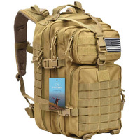 Prospo 40L Military Tactical Shoulder Backpack Assault Survival Molle Bag Pack Fishing Backpack For Tackle Storage (Khaki)