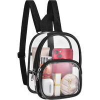 Uspeclare Clear Backpack Stadium Approved 12126, Clear Mini Backpack With Size 7.5""X2.8""X9"" For Girls, Waterproof Small Clear Mini Backpack For Security Travel, Concert & Sport Events(Black)