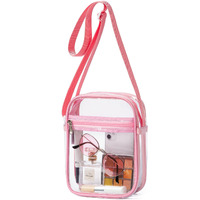 Vorspack Clear Bag Stadium Approved - Pvc Clear Purse Clear Crossbody Bag With Front Pocket For Concerts Sports Festivals - Pink