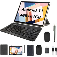 2023 Upgraded 2 In 1 Tablet, Android 11 Tablet 10.1 Inch, Tablet With Keyboard, Mouse, Stylus, Case, Film, 64Gb Rom+4Gb Ram, 1.8Ghz Quad-Core Processor, 8Mp Camera, Gps/Wifi/Bluetooth Google Tablet Pc