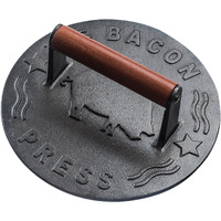 Bellemain Bacon Press 8.5-Inch Round  Heavy-Duty Cast Iron Grill Press For Perfectly Seared Bacon, Steak & Sandwiches  Equalized Weight Distribution  Food-Grade Press With Wood Handle  3 Lbs