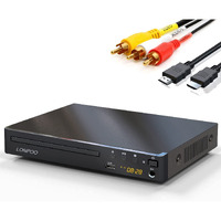 Dvd Player Hdmi For Tv, Lonpoo Compact Multi Region Dvd Cd Disc Player With Full Hd Picture Quality,Anti-Skip,No Picture Freeze,Noise Cancellation,Microphone Port,Usb Playback,Hdmi & Av Cable Included