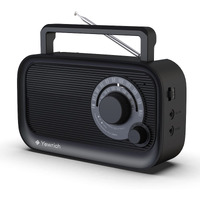 Am Fm Radio With Best Reception, Bluetooth Speaker Portable Radio, Dsp Plug In Wall Radio Battery Operated Or Ac Power With Headphone Jack, Large Tuning Knob For Home Kitchen Outdoor, Black