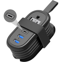 Beva Fast Charge Pd 20W Travel Power Strip With Usb Ports, 4Ft Travel Flat Plug Extension Cord, 2 Outlets 3 Usb Ports, Non Surge Protector For Cruise Ship Travel Essentials(Pd 20W Black)