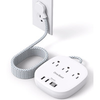 10Ft Flat Plug Power Strip, Ultra Thin Extension Cord - 3 Outlets 4 Usb Ports (2 Usb C) Desktop Charging Station, Cruise Ship Power Strip With No Surge Protection For Travel, Dorm Room Essentials