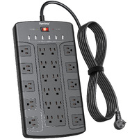Surge Protector Power Strip With Usb, Superdanny Extension Cord With 22 Outlets & 6 Usb, 1875W/15A, 1050J Surge Protection, 6.5Ft Flat Plug Power Cord, For Home Office Dorm Workshop, Black