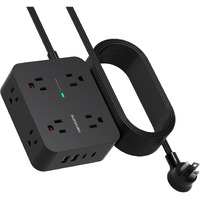 Surge Protector Power Strip 10 Ft Cord, Extension Cord With 2 Usb C Ports, Multiple Outlet Extender With Flat Plug, Wall Mount For Home Office College Dorm Room Essentials