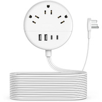 Flat Extension Cord 25 Ft, Ntonpower Flat Plug Power Strip With 3 Outlets 4 Usb Ports(2 Usb C), Ultra Thin Flat Plug Extension Cord, Wall Mount Outlet Extender Long Cord For Indoor Home Office Room