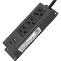 Cccei 3 Outlets Wall Mount Power Outlet Strip With Usb, Under Desk Power Strip Mountable Large Flat Plug, Desk Mount Power Strip With 6Ft Power Cord.