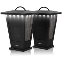 Pohopa Bluetooth Speakers Waterproof, 2 Packs True Wireless Stereo Sound 20W Speakers Dual Pairing Lantern Indoor Outdoor Speakers With 20 Piece Led Lights, Rich Bass, Pinao Black